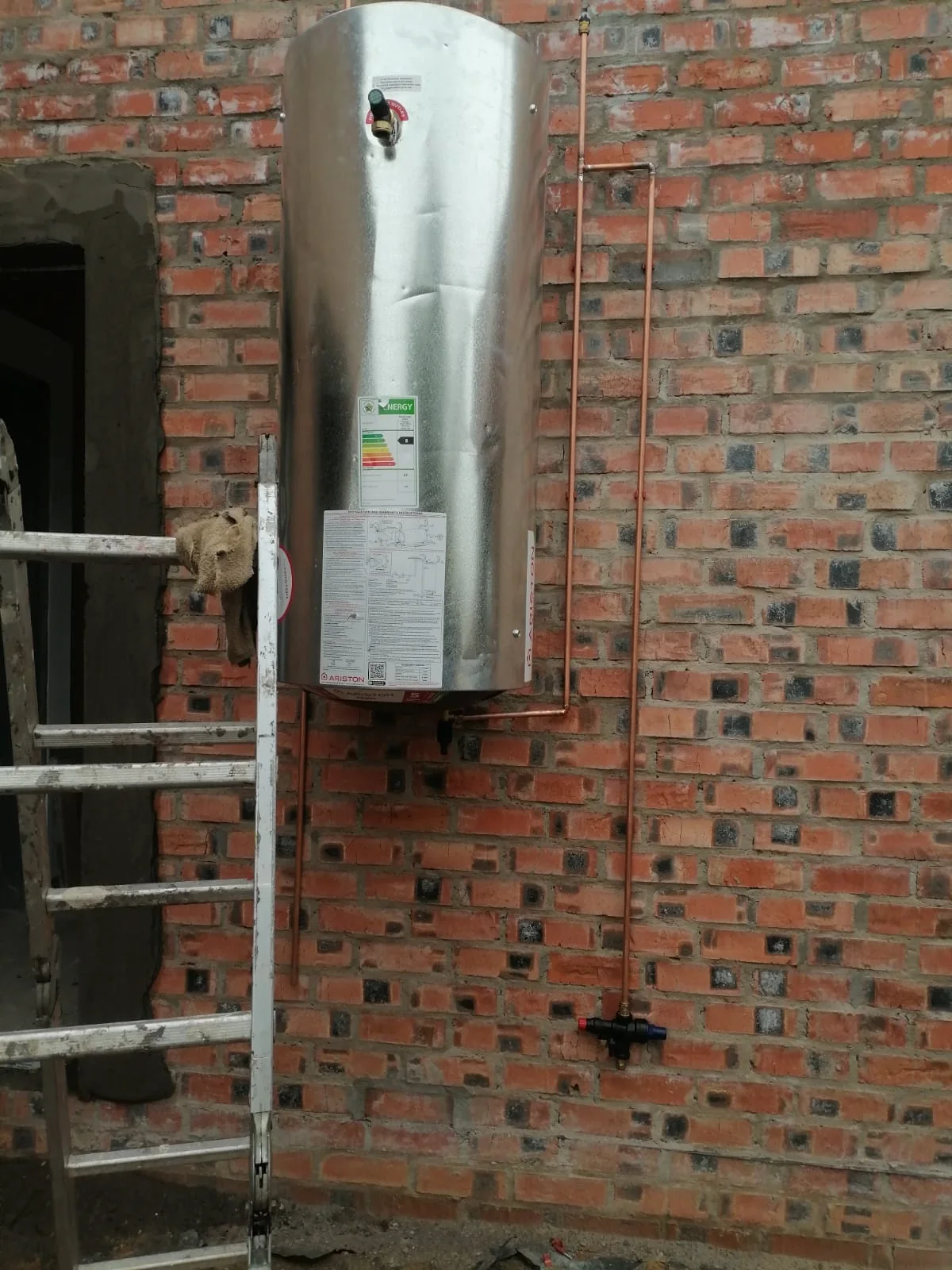 Geyser and copper pipework installation